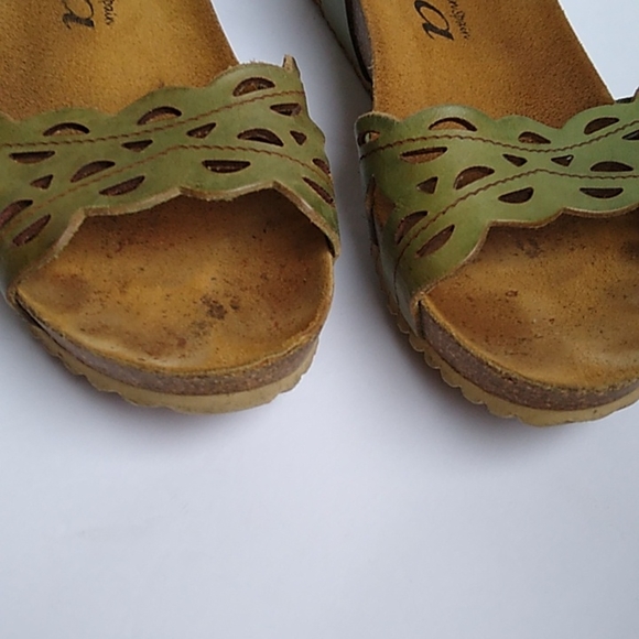 Biza Boho Strappy Green Cork Leather Sandals Size 7 made in spain - Picture 3 of 16